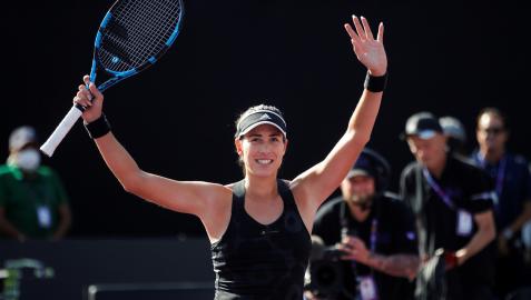 garbiñe muguruza Garbiñe Muguruza saluda al público tras vencer a Badosa