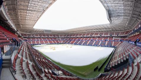 Nieve en El Sadar Aspecto de El Sadar cubierto de nieve este domingo