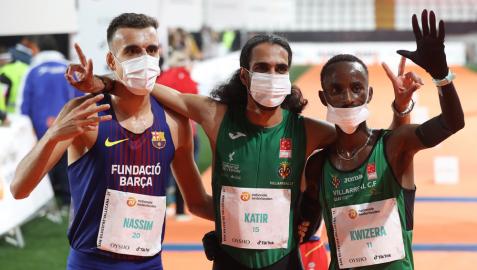 Nassim Hassaous, Mohamed Katir y Rodrigue Kwizera Nassim Hassaous, a la izquierda, junto a Mohamed Katir (centro) y Rodrigue Kwizera