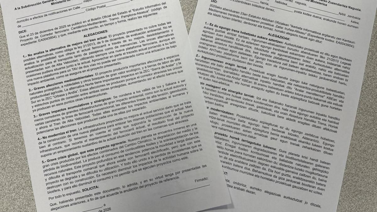 <![CDATA[Miles de alegaciones ralentizan el proyecto del TAV entre Pamplona y Alsasua]]>
