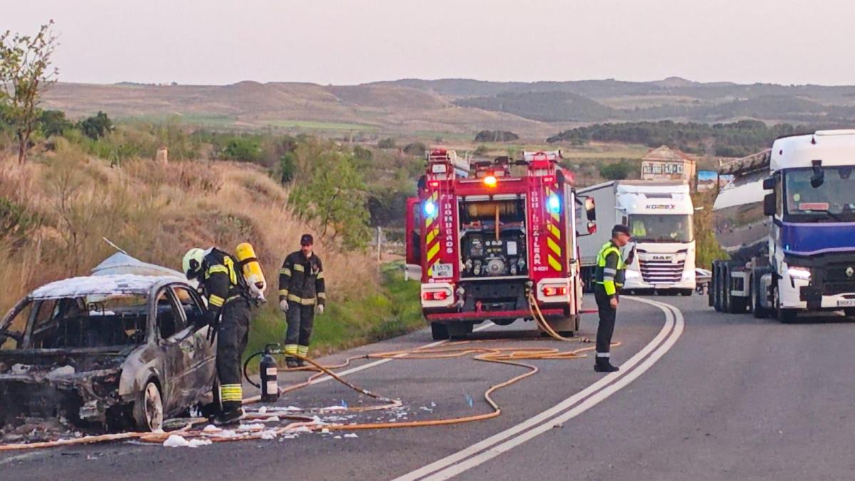 <![CDATA[Arde un vehículo en la N-113 en Cintruénigo]]>
