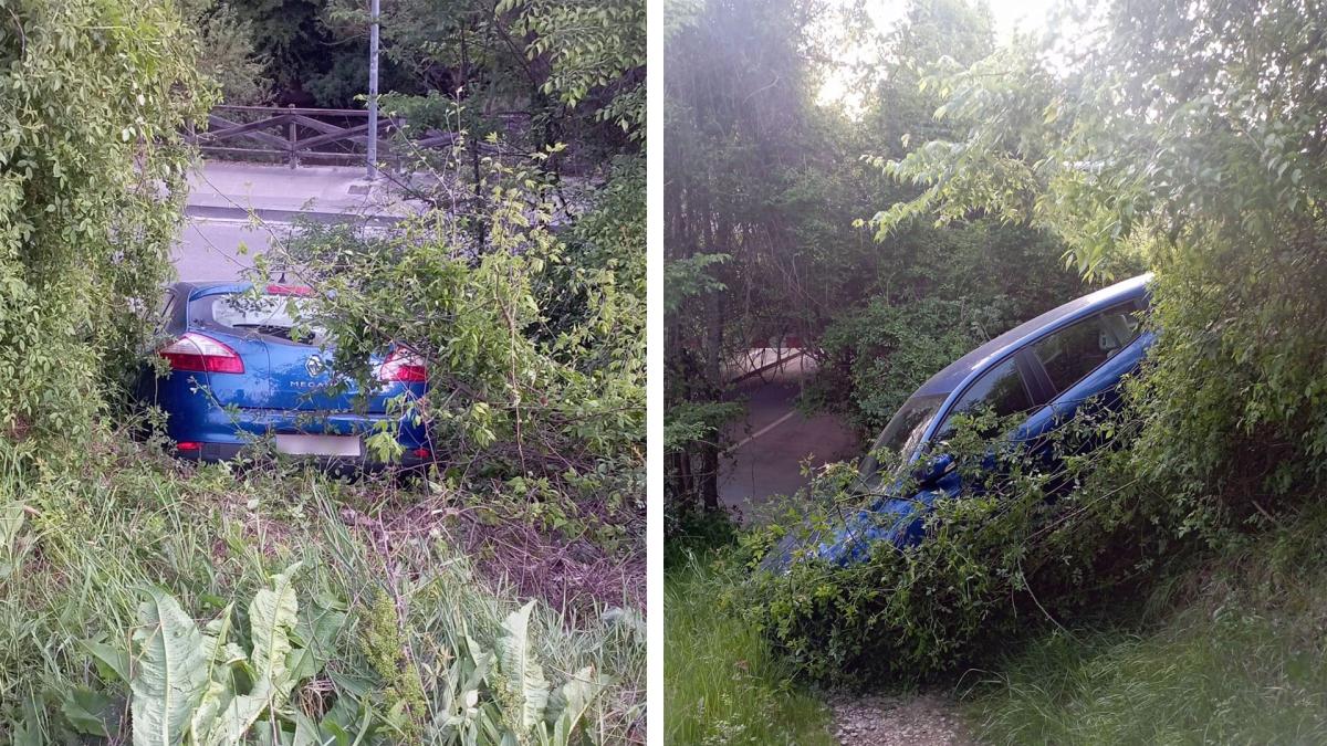 <![CDATA[Ojo con aparcar el coche mal: a punto de caer al río Arga]]>