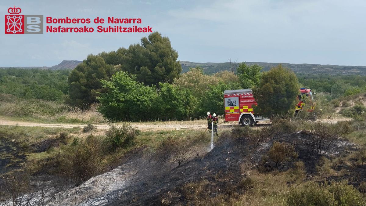 <![CDATA[Controlado un incendio de matorral y monte bajo entre Tudela y Castejón]]>
