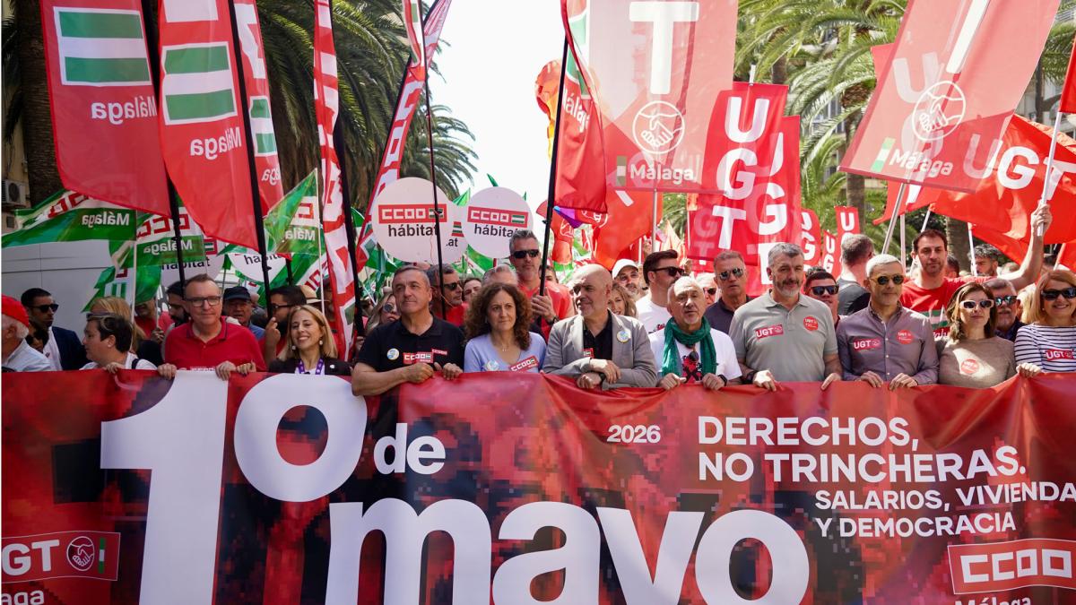 <![CDATA[Los líderes de CCOO y UGT piden en la manifestación en Málaga medidas para la vivienda y mejores salarios]]>