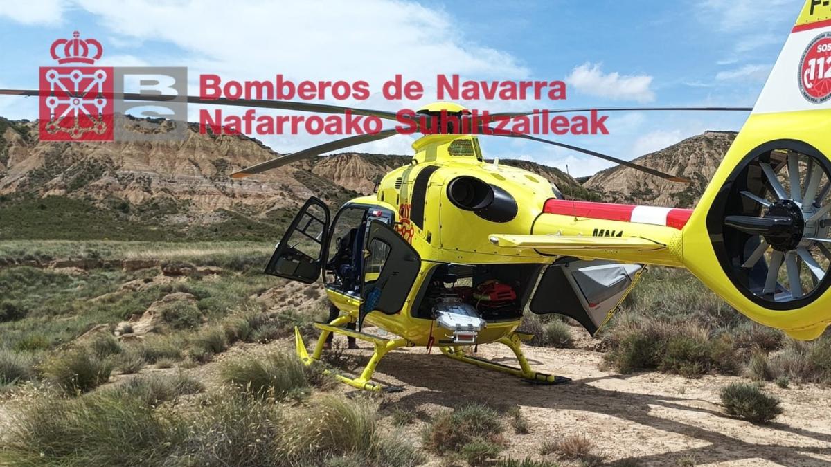 <![CDATA[Rescatada y trasladada en helicóptero al hospital una mujer de 63 años tras caerse de un caballo en las Bardenas]]>