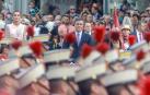 Los reyes Felipe y Letizia, acompañados de sus hijas, Leonor y Sofía, han llegado poco antes de las 11.00 horas de este sábado a la Plaza de Lima de Madrid para presidir el desfile del Día de la Fiesta Nacional.