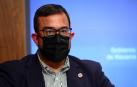 El portavoz del Gobierno de Navarra, Javier Remírez, durante una rueda de prensa