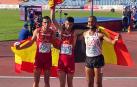 De izda. a dcha., Enrique Llopis (bronce), Asier Martínez (oro) y el belga Obasuyi (plata)