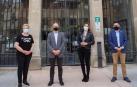 La teniente de alcalde, Gloria Olcoz, el consejero Bernardo Ciriza y la alcaldesa de Falces, Sara Fernández, junto al director general de  Administración Local y Despoblación, Jesús Mari Rodríguez
