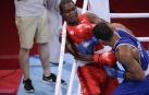 Enmanuel Reyes durante su combate de boxeo