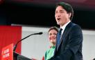 Trudeau, junto a su esposa, tras conocerse los resultados