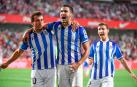 Mikel Oyarzabal junto a los navarros Mikel Merino y Aihen Muñoz