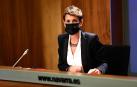 La presidenta del Gobierno de Navarra, María Chivite, en la rueda de prensa de este martes