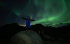 Ane Cayetano Aramendía disfrutando de una aurora boreal en Tromsø, una ciudad al norte de Noruega.
