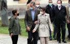 Doña Letizia, junto al rey Felipe VI y la presidenta foral, María Chivite, en su última visita a la Comunidad foral para inaugurar el Año Jacobeo