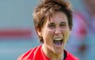 Erika Vázquez celebra un gol con la camiseta del Athletic. La navarra suma 261 en el club bilbaíno, adonde llegó en 2005
