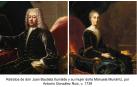 Retratos de Juan Bautista Iturralde y su mujer, Manuela Munárriz, realizados por Antonio González Ruiz. Iturralde ejerció como ministro de Hacienda entre 1736 y 1740. Fue prefecto de la congregación de San Fermín de los Navarros.
