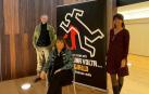 Presentación ayer de Pamplona Negra 2022. En primera fila, Susana Rodríguez Lezaun. Detrás, Alberto Cañada y Clara Flamarique
