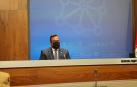 El portavoz del Gobierno de Navarra, Javier Remírez, durante la rueda de prensa
