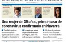 Portada con el primer caso de covid en Navarra