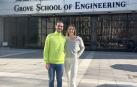 Asier Muñoz y Maialen Ugarteburu, compañera de doctorado en la Universidad de Nueva York.