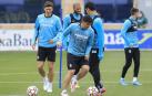 Los jugadores del Villarreal, en el entrenamiento de este lunes