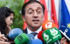 El ministro de Asuntos Exteriores, Unión Europea y Cooperación, José Manuel Albares, ofrece declaraciones a los medios de comunicación tras clausurar la primera jornada del III Foro Económico Internacional Expansión, en el Parador de Alcalá de Henares
