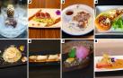 1. Helado de foie trufado. 2. Atún en la Huerta. 3. Milhojas de dos tierras. 4. Piruleta Lizarraldea. 5. Rocas de Zudaire. 6. Espárrago de Tierra Estella. 7. El amanecer en la esparraguera. 8. Sabores navarros.