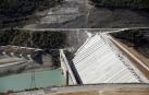 La sequía hace caer la reserva de agua en los embalses de Navarra. En la imagen, captada el 17 de septiembre, el embalse Yesa