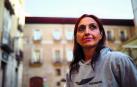 Helena Maleno Garzón, este jueves por la tarde, en la plaza del Consejo de Pamplona