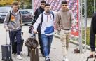 Olmo, Raya, Alba y pedri a su llegada a la Ciudad del Fútbol de Las Rozas