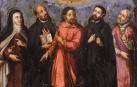 Los cinco protagonistas de la gran canonización de 1622, en una pintura anónima de mediados del siglo XVII. De izda. a dcha: santa Teresa de Jesús, san Ignacio de Loyola, san Isidro Labrador, san Francisco Javier y san Felipe Neri.