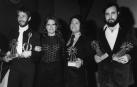 Los premiados en el Festival de Villancicos Nuevos de Pamplona de 1972: Miguel Ángel Arbea, Luciana Wolf, Gaspar y Emilio José