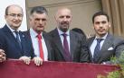 De izda. a dcha., José Castro, José Luis Mendilibar, Ramón Rodríguez 'Monchi' y Jose María del Nido el Martes Santo de Sevilla.
