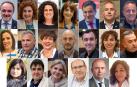 De izquierda a derecha y de arriba abjo: Javier Esparza, Yolanda Ibáñez,  Marta Álvarez, María Jesús Valdemoros, Javier Trigo, Félix Zapatero, Juan Luis Sánchez de Muniáin, Leticia San Martín, Pedro González, Ana Elizalde, Iñaki Iriarte, Ángel Ansa, Cristina López , Miguel Bujanda, Raquel Garbayo, Mario Fabo, Isabel Olave, Mariano Herrero, Pachi Pérez y Margari Alonso