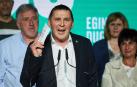 Arnaldo Otegi, Joseba Asiron y Laura Aznal, en el acto de Bildu.