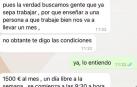 Mensaje de texto sobre situaciones abusivas hacia el trabajador una vez ya contratado