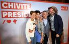 La nueva ministra Elma Saiz, junto a la presidenta María Chivite, Santos Cerdán y Ramón Alzórriz en un acto electoral de la pasada campaña.