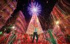 Abel Caballero, alcalde de Vigo, durante el encendido de las luces de Navidad 2023 en Porta do Sol