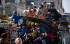 Un grupo de refugiados del campo de Bureij, en Gaza