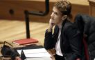 La líder socialista María Chivite sigue el pleno del Parlamento del pasado jueves