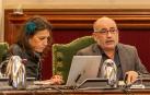 Joxe Abaurrea (EH Bildu), durante el pleno del Ayuntamiento de Pamplona
