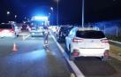 Accidente en la Autovía del Pirineo, en el término de Nóain, en el que siete vehículos colisionaron por alcance