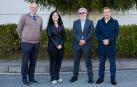 AEmilio Lezana, gerente de la FLC; Amaya Bengoechea, directora del Servicio de Desarrollo de Competencias Profesionales del SNE- Nafar Lansare, Juan las Navas, presidente de la FLC y de ACP y Javier Iradiel, responsable de Formación de Calidad de CEN, ayer en Cordovilla