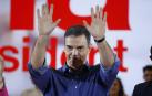 El presidente del Gobierno, Pedro Sánchez, durante un mitin del PSC, a 2 de mayo, en Sant Boi de Llobregat, Barcelona, Catalunya (España).
