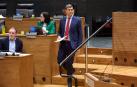 El portavoz del PP, Javier García, durante el pleno de este jueves