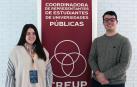 Garazi Aizkorbe Escriche, junto a Luis Martínez Gómiz, presidente del Consejo de Estudiantes de la UPNA, durante la reunión de la CREUP