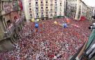 Imagen del momento del Chupinazo, en la plaza Consistorial