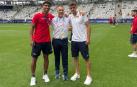 Nowend Lorenzo, Jose Vilariño y Aimar Oroz, antes del España-República Dominicana