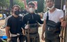 Desde la izda.: los amigos Jesus Cárcel Sanz, Pablo Cruz Zueco e Iñigo Beraza Gota, el joven navarro